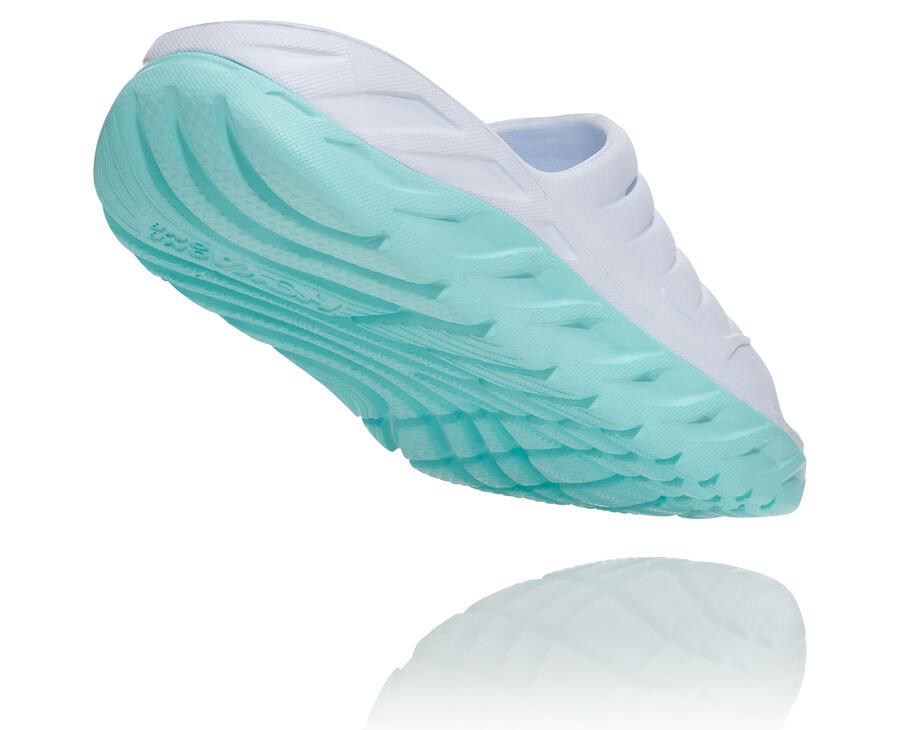 Hoka Australia One One ORA Recovery - Womens Slide White/Blue - MUKXI-9170